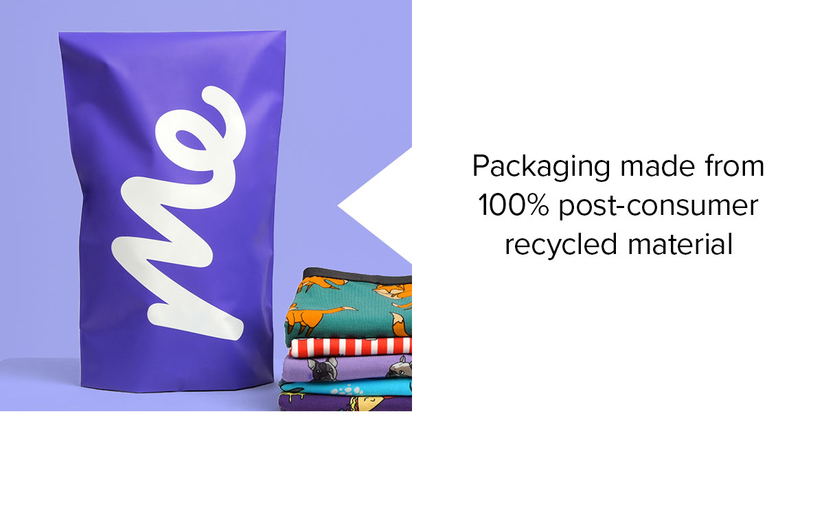 Headline: Packaging made from 100% post-consumer recycled material