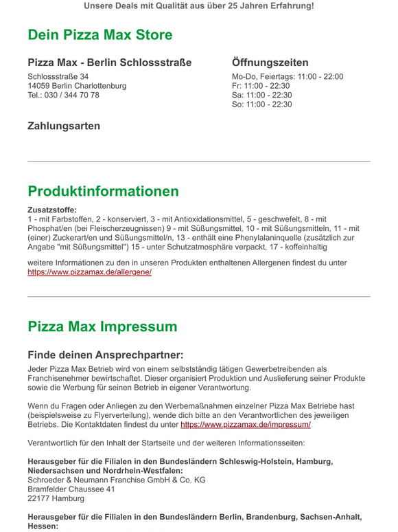 Pizza Max Pizza, Pasta, Burger & Co. liefern lassen Jetzt NEU Cheesy