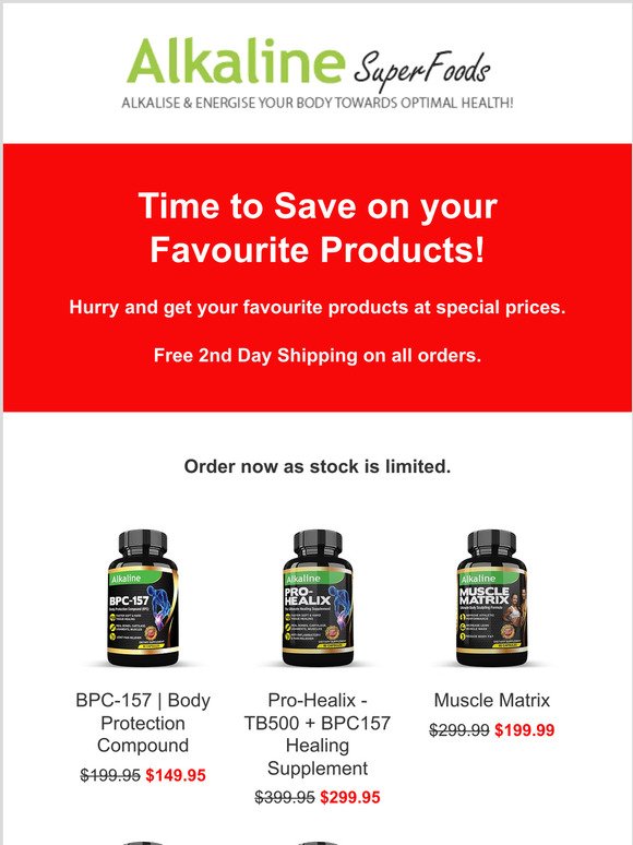 Save up to 50% Off Your Favourite Alkaline Products!