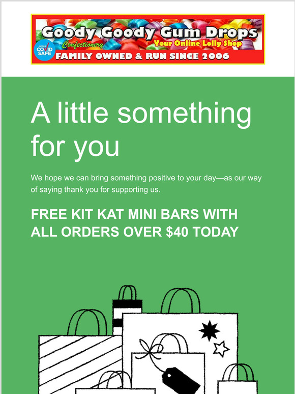 FREE KIT KAT BARS with orders over $40