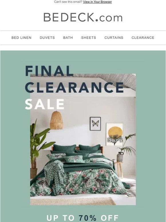 Hurry...Final Clearance Event Ends Soon! Up to 70% Off!
