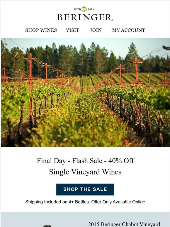 Final Day | Flash Sale | 40% Off Single Vineyard Wines