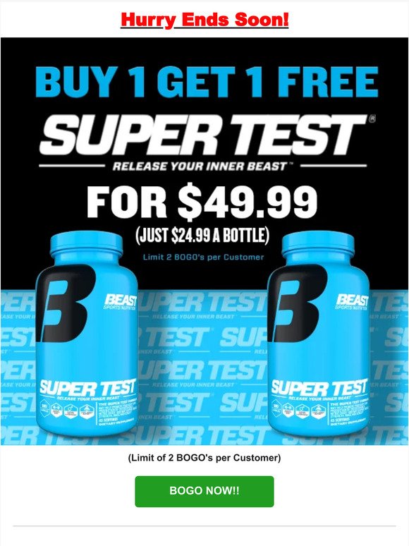 ⏰ Super Test Buy 1 Get 1 Blowout Ends Midnight