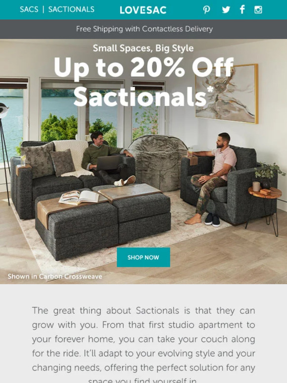 LoveSac Small Space? No Problem. Sactionals are the Solution. Milled