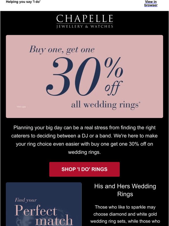 Wedding Rings | Buy One Get One 30% Off 👰💒