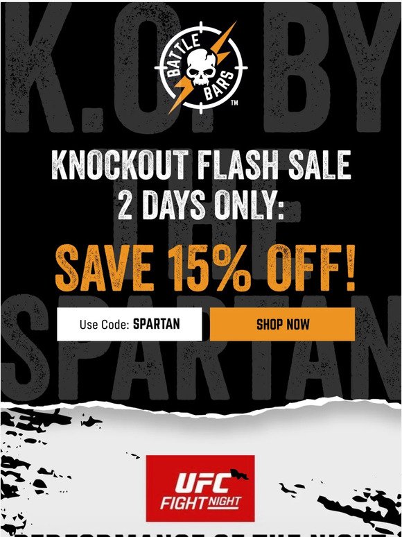 👊 15% Off: Knockout Flash Sale!