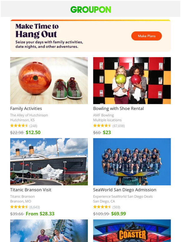 Groupon Guess what! Here's your list of great things to do from Groupon. Milled