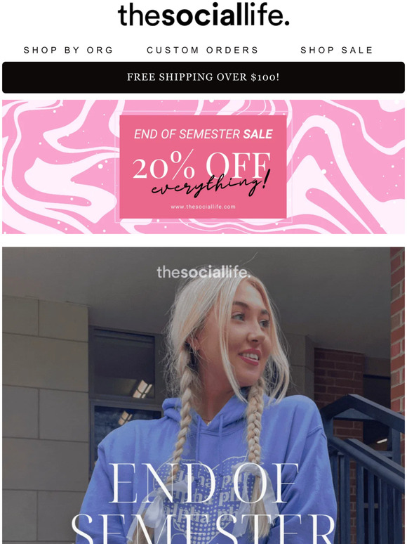 END OF SEMESTER SALE! 20% off everything 😍