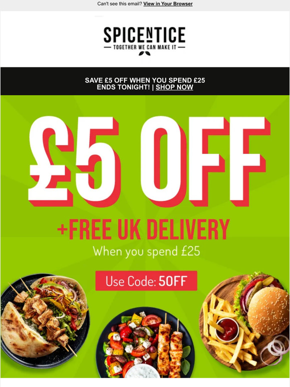Your £5 off is expiring tonight