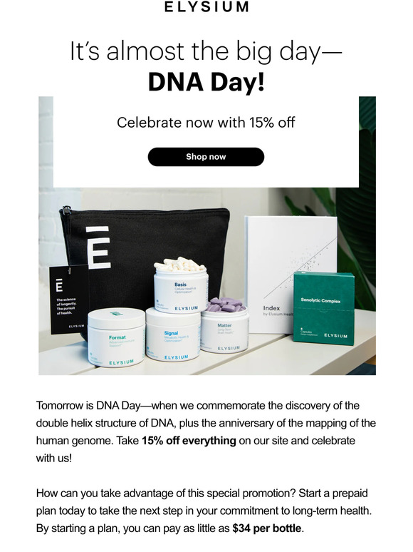 DNA Day is tomorrow, but 15% off is here today!