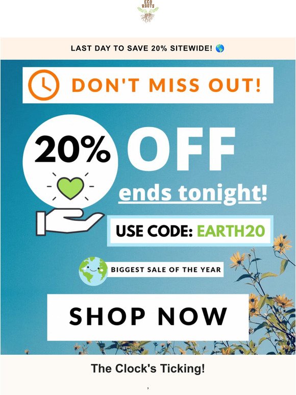 20% OFF ends tonight!