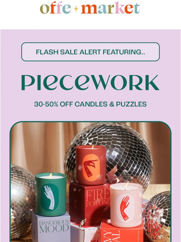 Piecework is back with 30-50% off puzzles and candles!