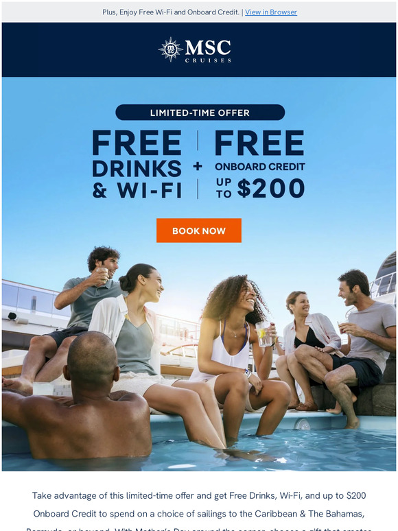 MSC Cruises Your Vacation Is Waiting. 📅 Set Sail with Free Drinks! 🍹