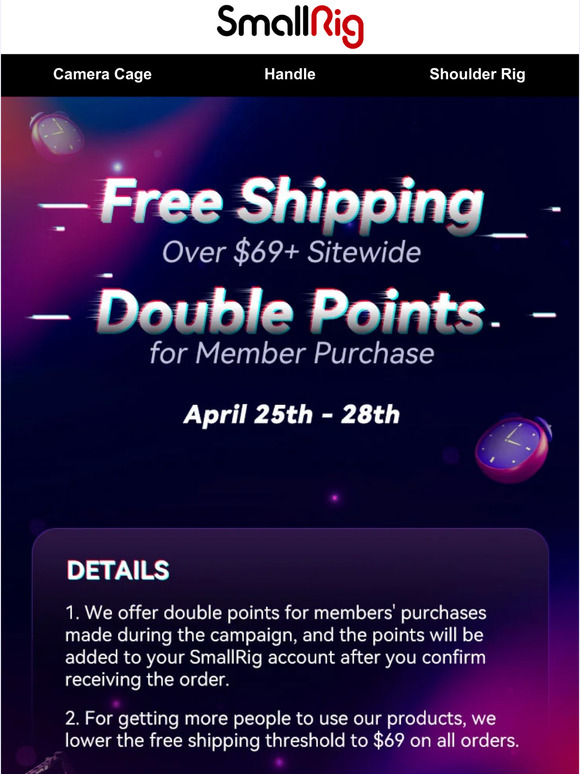 SmallRig Shop Small to Ship Free & Double Points! Milled