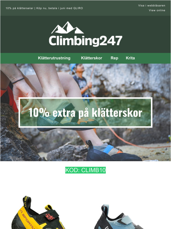 10% EXTRA på klätterskor | Utrusta dig inför säsongen!