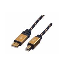 Roline USB kábel USB 2.0 USB-A zástrčka, USB-B zástrčka 3.00 m čierna, zlatá dvojžilový tienený, pozlátené kontakty 11.0