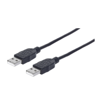 Manhattan USB kábel USB 2.0 USB-A zástrčka, USB-A zástrčka 1.00 m čierna fóliové tienenie, UL certifikácia, pozlátené ko