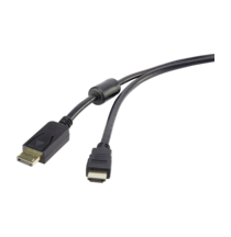 Renkforce DisplayPort / HDMI káblový adaptér Konektor DisplayPort, Zástrčka HDMI-A 1.80 m čierna RF-4382727 s feritovým