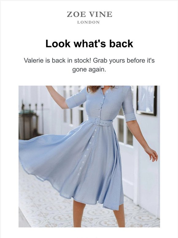 Valerie back in stock