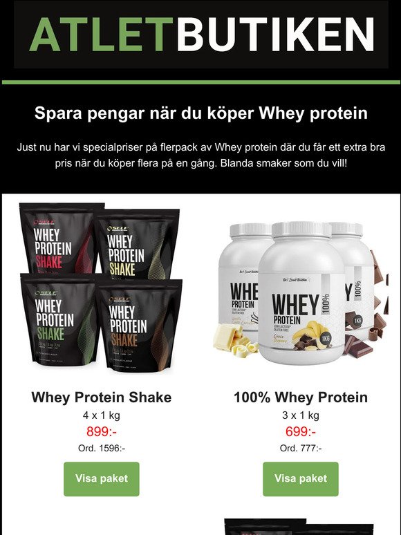 💪 Whey protein - Paketpriser med upp till 44% rabatt