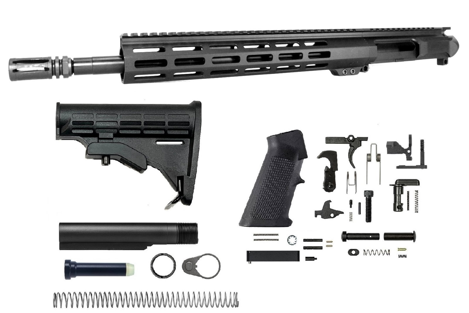 Image of PRO2A LEFT HAND 14.5" 5.56 NATO 1/7 Carbine Length Melonite M-LOK AR-15 Upper Kit - Pinned & Welded