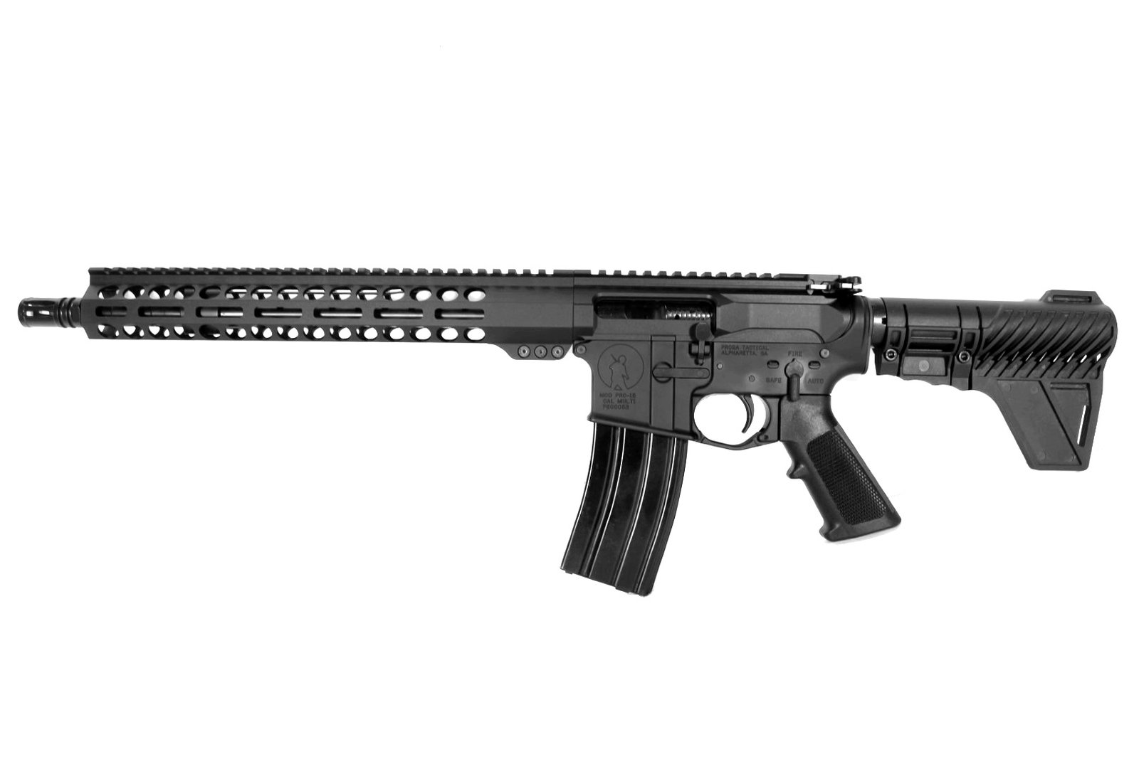 Image of P2A PATRIOT LEFT HAND 13.7" 5.56 NATO 1/7 Mid Length Melonite M-LOK Pistol