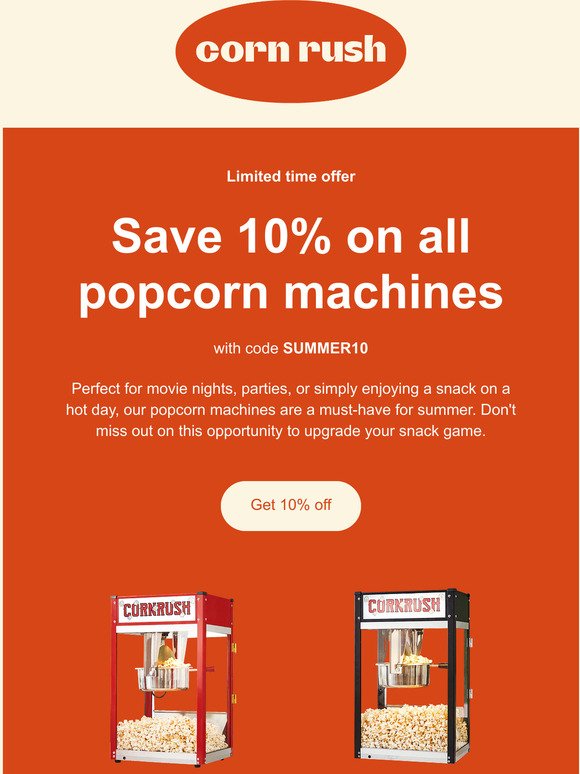 Pop into summer with our popcorn machine sale