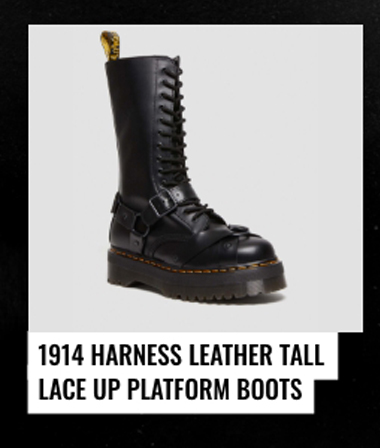 1914 Harness Leather Tall Lace Up Platform Boots in Black