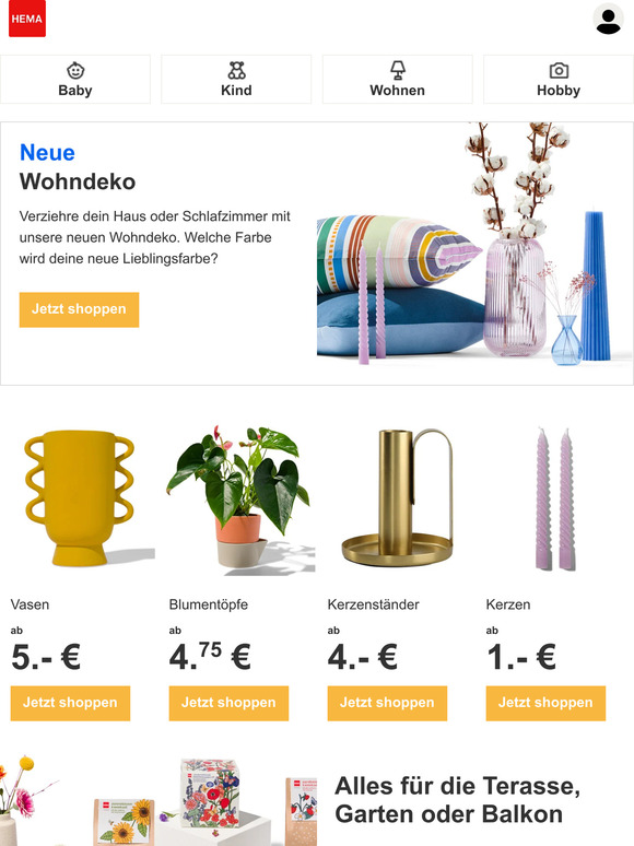 Neue Wohndeko in verschiedenen Farben
