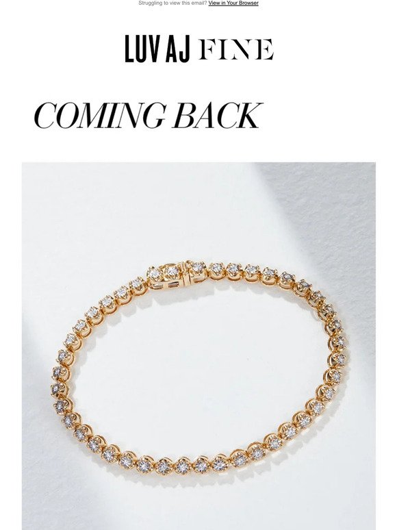 Coming Back Soon: The One and Only Tennis Bracelet