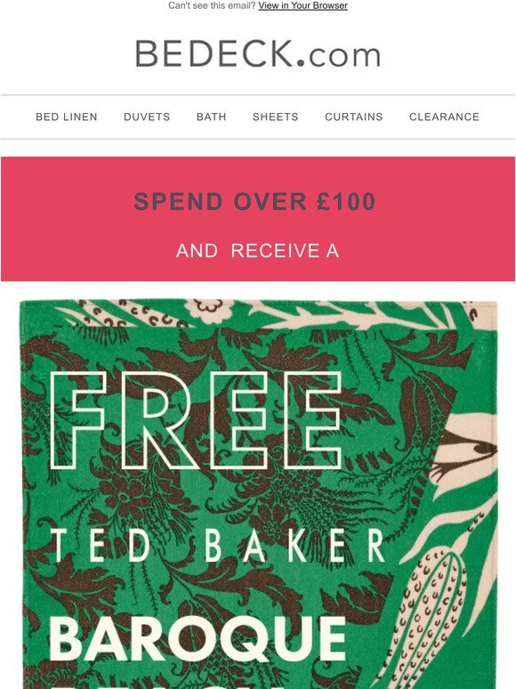 FREE Ted Baker Beach Towel! 🏖️ When you spend over £100.
