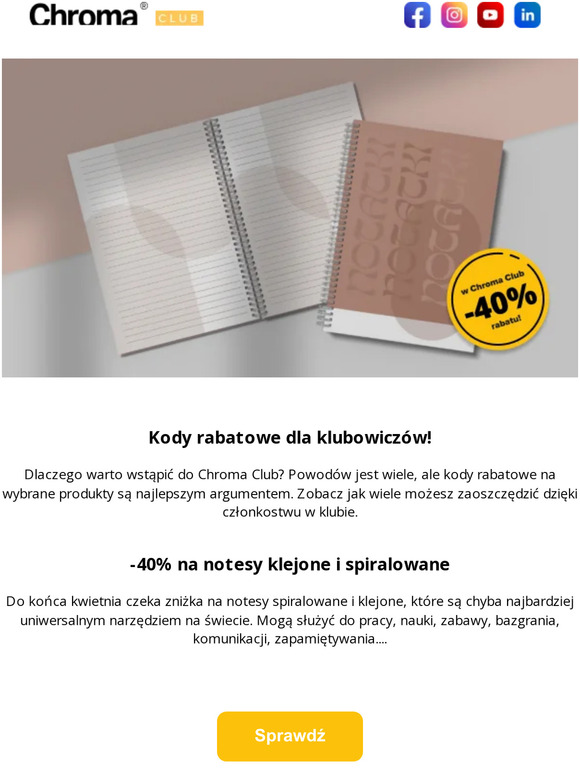 -40% na notesy klejone i spiralowane ✂