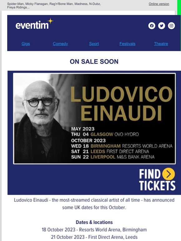 Ludovico Einaudi, Till Lindemann, Laurel & Chaplin - The Feud, Jonathan Pie...