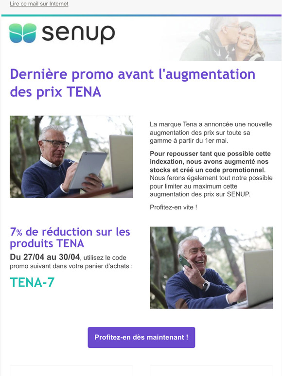 🏷️ - 7 % sur toute la gamme Tena jusqu'au 30/04