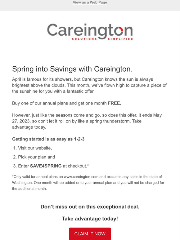 Get a FREE month from Careington!