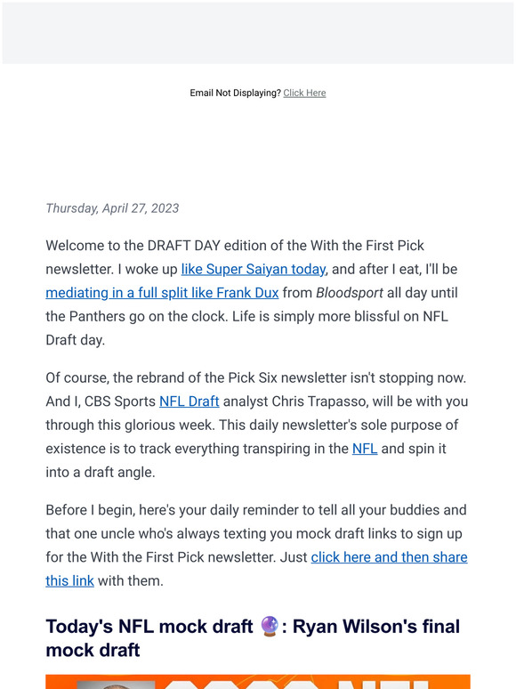 CBS Sports The 2023 NFL Draft is finally here Here's everything you