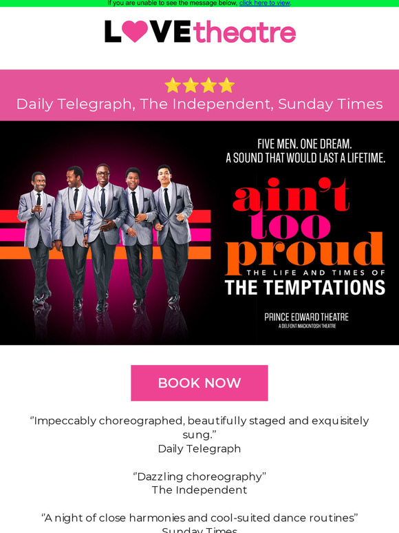 Ain’t Too Proud opens to rave reviews!