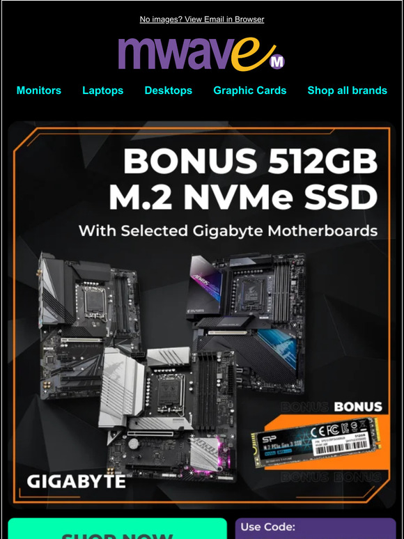 Get a 512GB SSD with Gigabyte Motherboards*