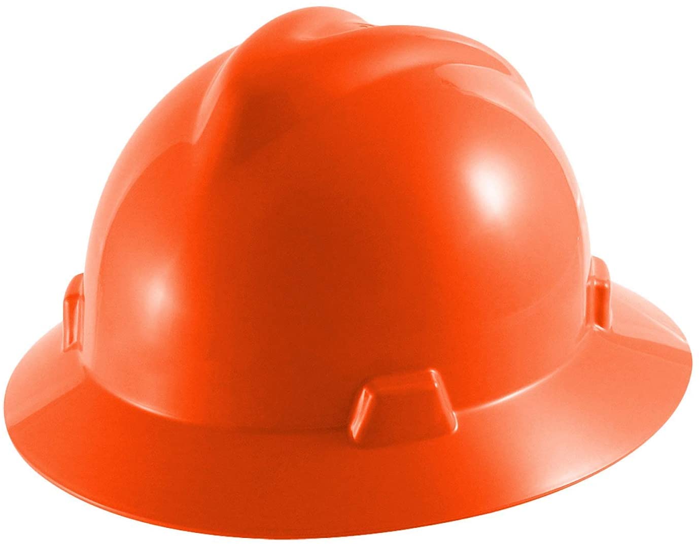 Image of MSA V-Gard Protective Full-Brim Hard Hats ANSI Z89.1 RATED - Hi-viz orange, Fas-Trac III Ratchet