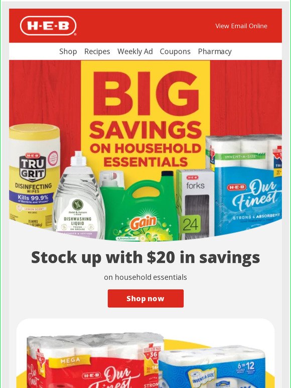 $20 off household essentials