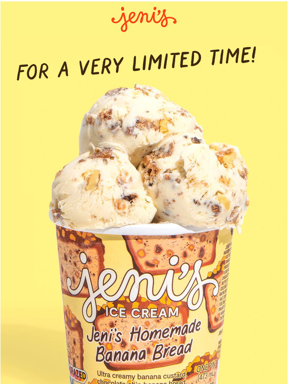 Jeni's Ice Creams New! Homemade Banana Bread ice cream Milled