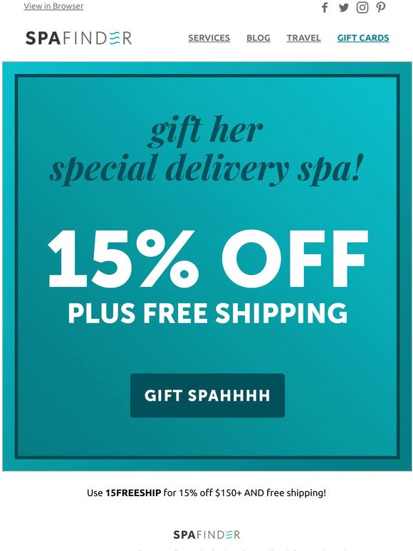 Gift HER Special Delivery Spa! 15% off + free shipping