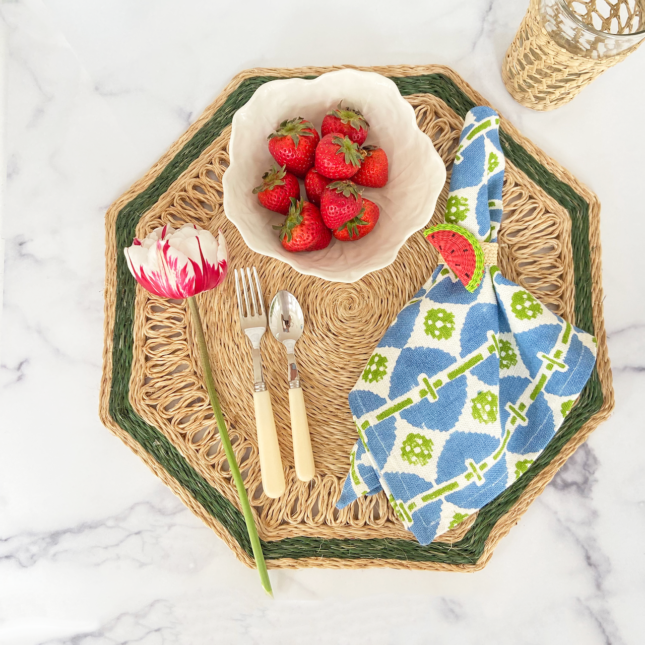 Fete Home Octagonal Placemat Green