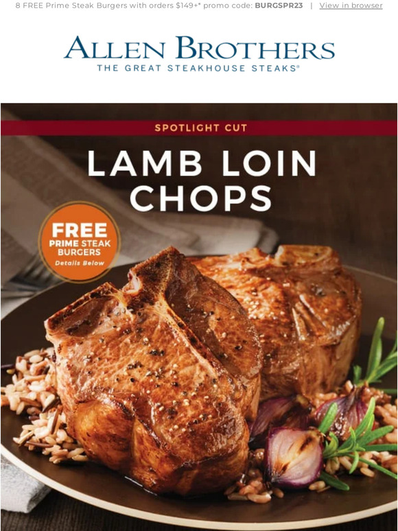 Allen Brothers Steaks Spotlight On Lamb Loin Chops + FREE Steak