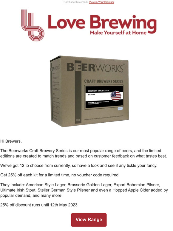 25% Off Beerworks Limited Edition Beer Kits