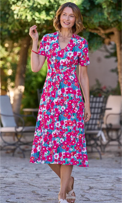 Beautiful jersey dress in a bright floral print