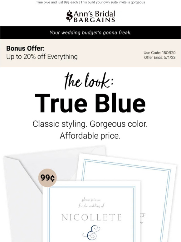 Ann's Bridal Bargains True Blue The Prettiest Classic Blue Wedding