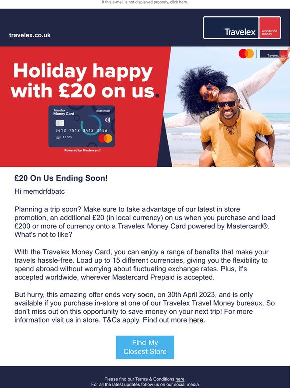 £20 On Us Promotion Ending Soon! ✈️
