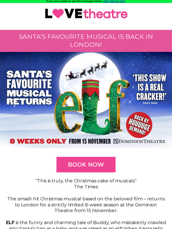 Elf The Musical returns to the West End this Christmas!