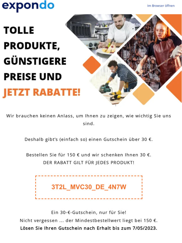 30€ Rabatt. Nur für Sie!